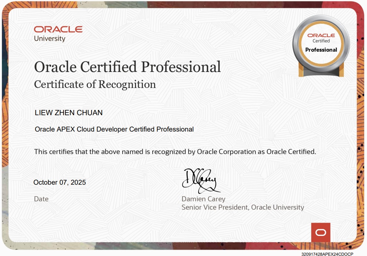 Oracle APEX Cloud Developer certification image